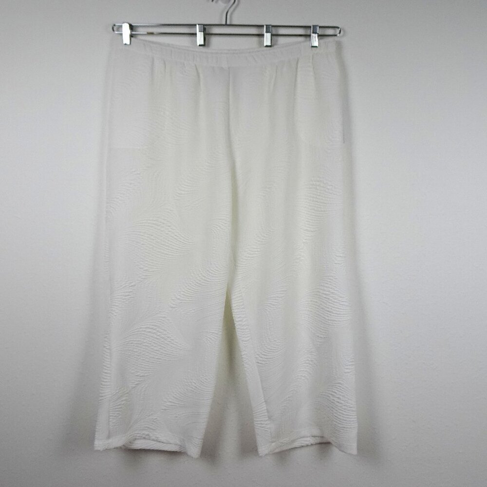 IC Collection Wide Leg Pants Women's Plus Size 3X White Straight Leg Textured